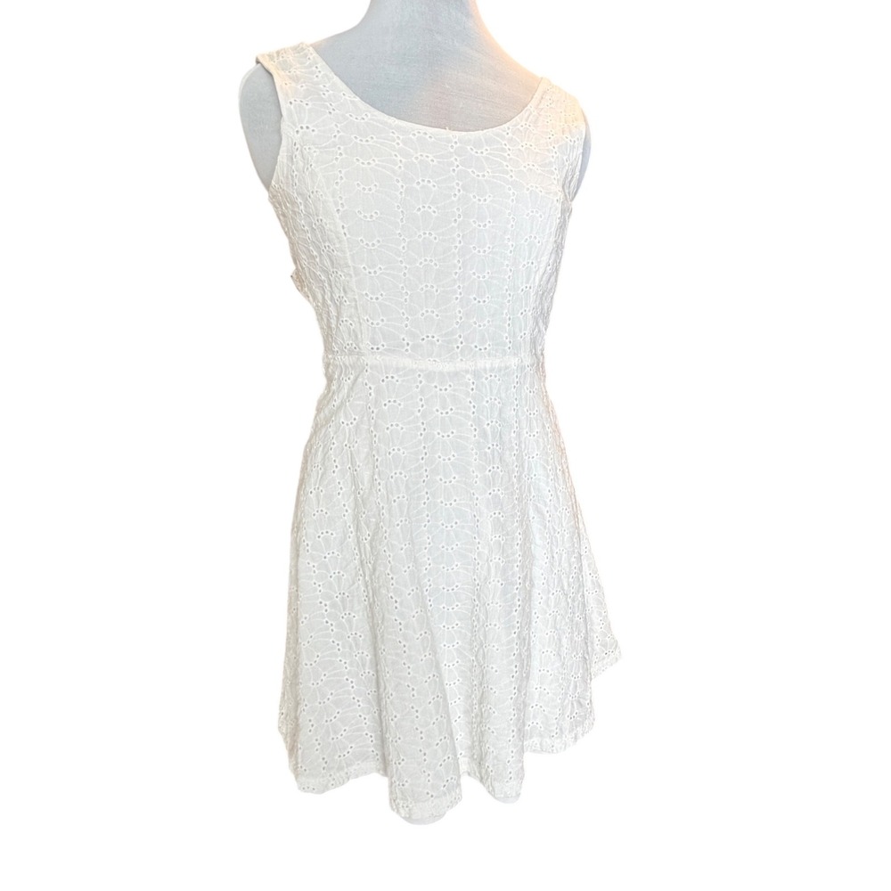 White Eyelet‎ Cotton Sleeveless Fit Flare Dress Skater Y2K